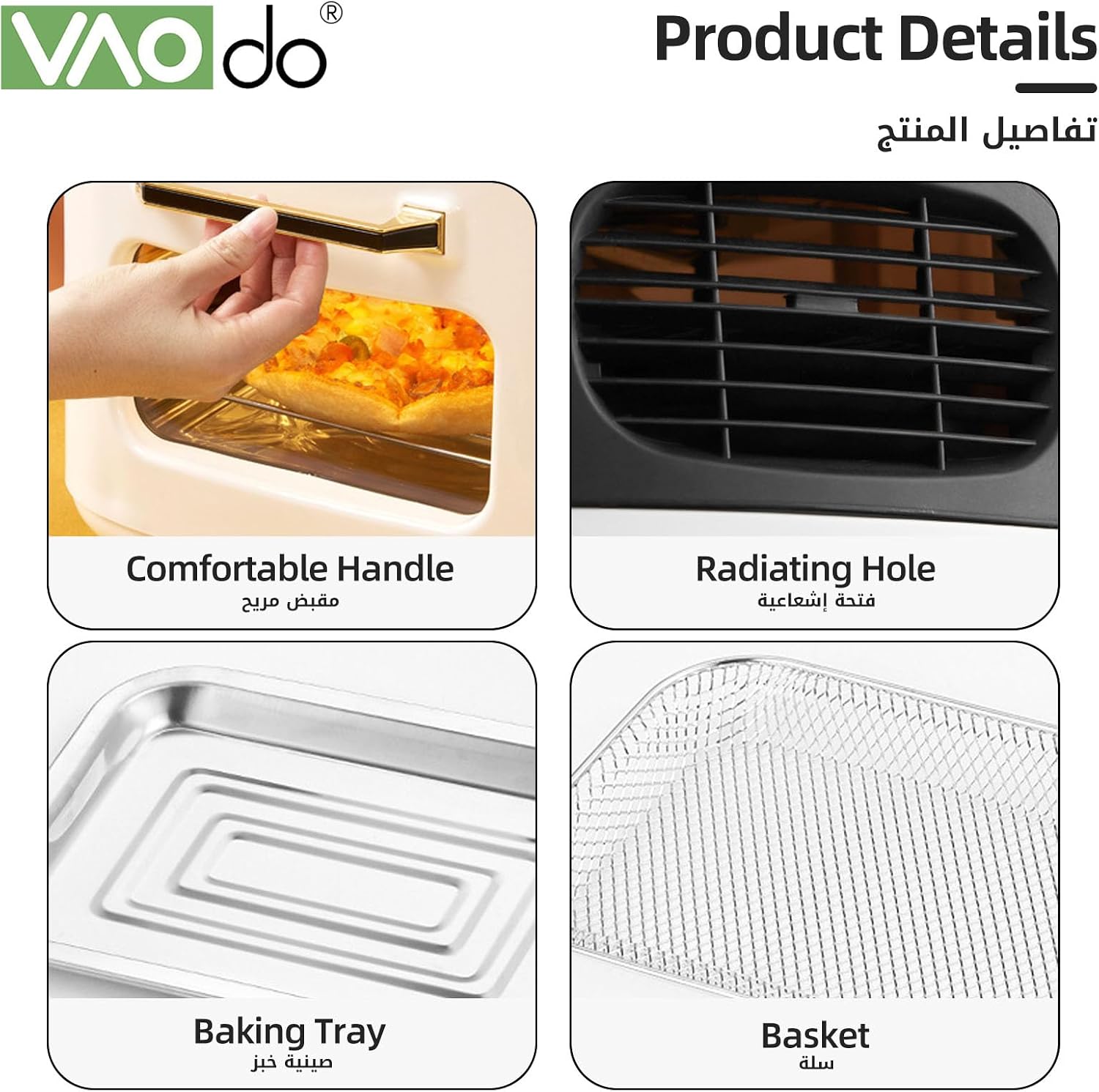 Pro | VAODO Air Fryer Oven, 15L Countertop Oven with Convection & Temp, 6 Custom Presets Large Air Fryer Oven with Smart Digital Touchscreen, for Baking, Roasting, Dehydrating 2026 - view 3