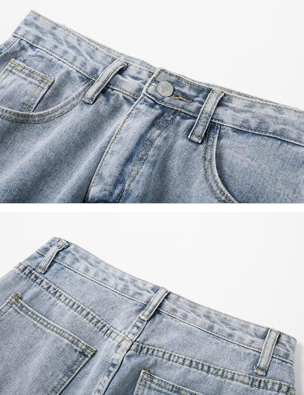 Rexcyril Men's Loose Fit Straight Leg Denim Jeans Baggy Wide Leg Plain Pants Trousers - Image 5