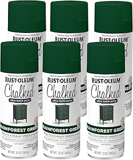 Rust-Oleum Rainforest Green Chalked All-in-One Ultra Matte Spray Paint | One Coat Coverage | No Primer, Sanding, Or Topcoat Needed | Easy Spray Application | Made in USA | 12 OZ | 6 Pack