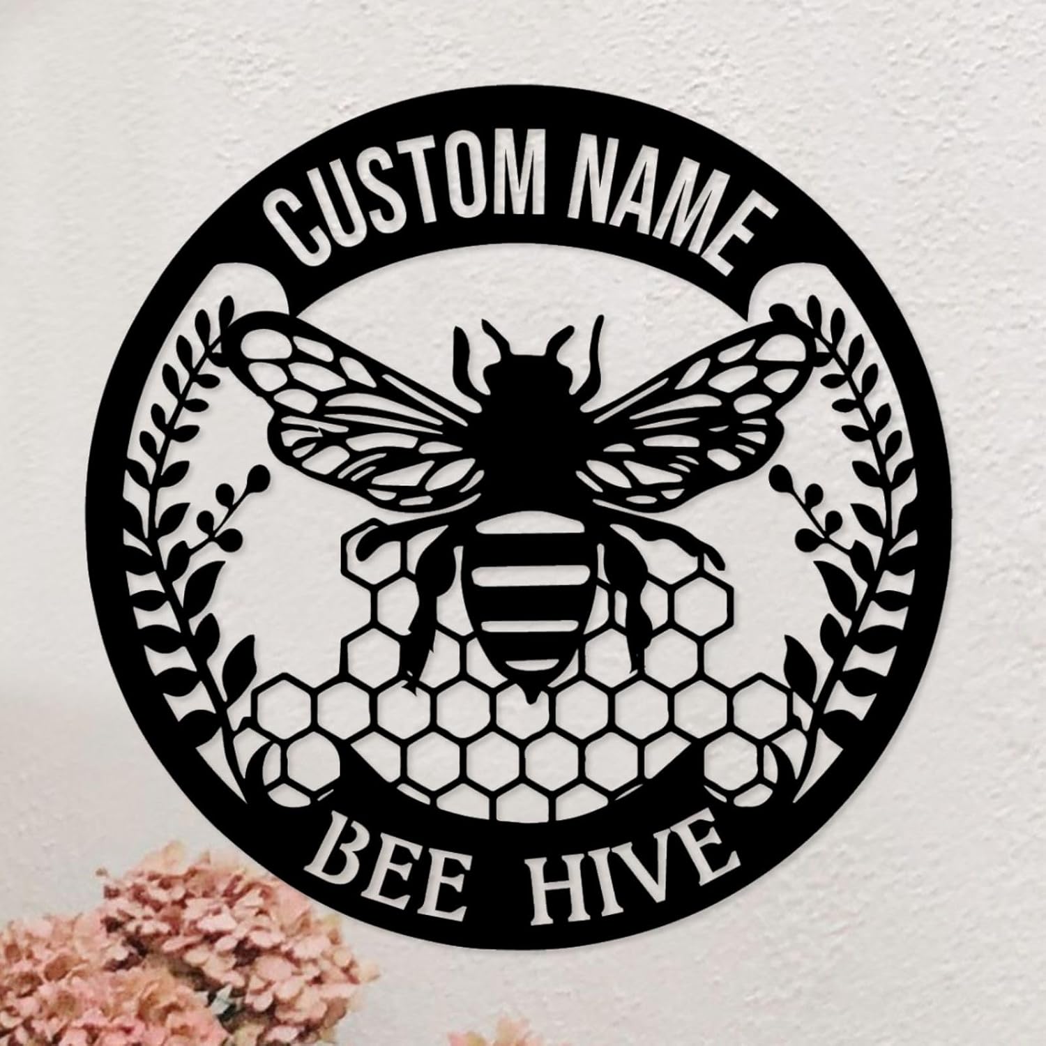 Custom Bee Metal Wall Art,Personalized Bee Farmer Name Sign,Honey Bee Metal Wall Art,Honey Bee Sign,Bee Wall Decor,Bee Keepers Gift Garden Sign,Green House Decor (Style B)