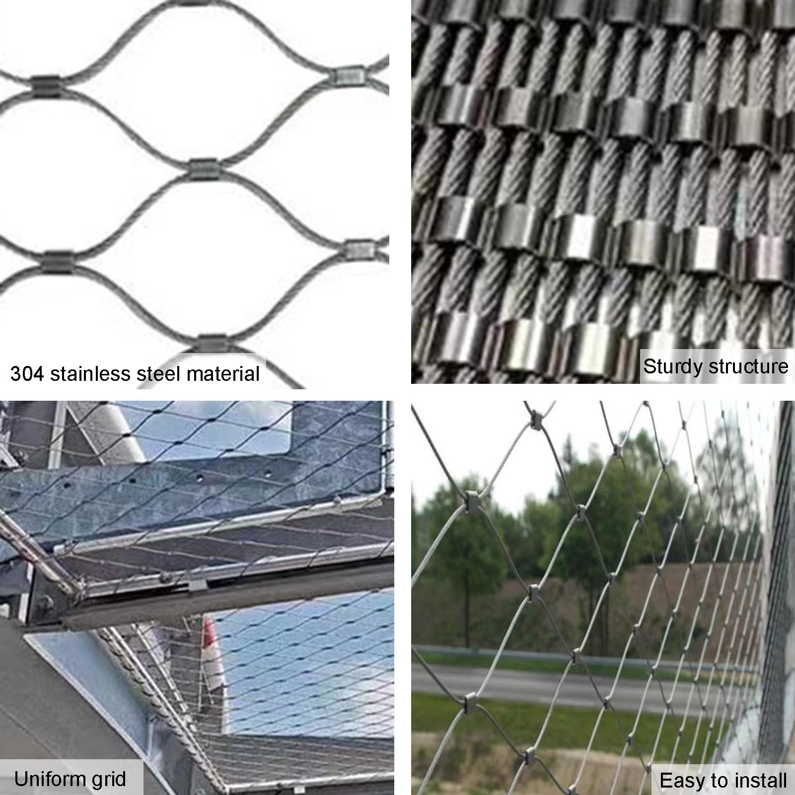 IBOWZ Alambre Espino Galvanizado Red de Cuerda de Acero Inoxidable 304, Valla de jardín Multiusos Resistente a Impactos, Malla Tejida de Metal para Plantas trepadoras de protección de escaleras