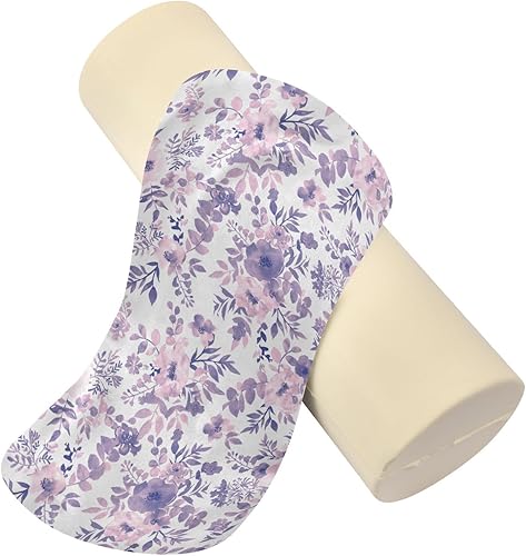 Miniatura 2 de FRODOTGV Purple Floral Industrial Knee Bolster Pillow for Legs Neck Roll Pillows Round Pillows Decorative Foam Cylinder Pillow Knee Support Pillow