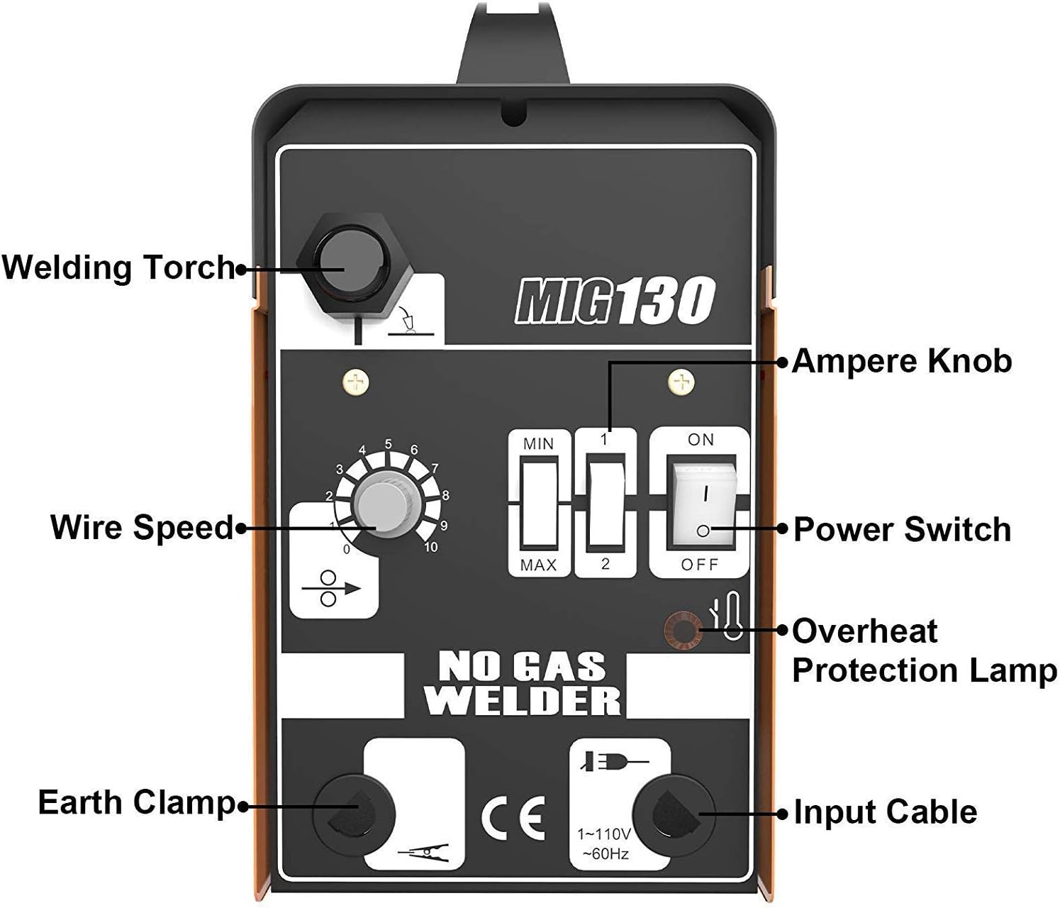 Buу 1 gеt 1 🔥 SUNCOO 130 MIG Welder Flux Core Wire Automatic Feed Gasless Little Welder Portable Welding Machine 110 Volt,Orange