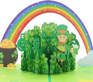 Pop Up St. Patrick's Day Card Green Shamrock 3D Greeting Card Irish Lucky Gift Card with Envelope 5" x 7" Signature Paper Wonder Card Handmade Unique Design Clover Pop Out Card for Family & Friends…