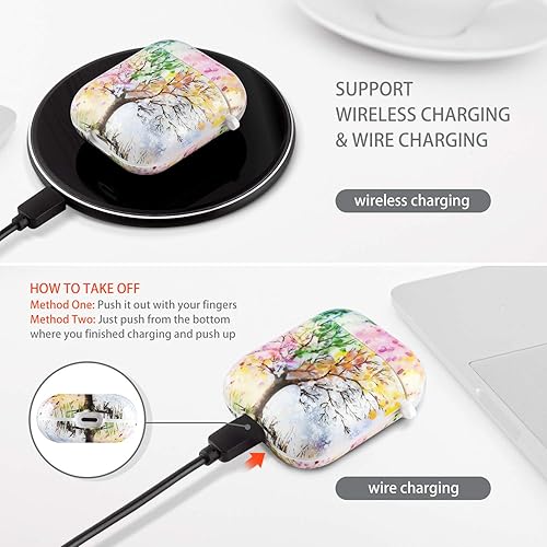 Vista 39 de Cutebricase Funda para Airpods, Paris Tower Airpod Funda protectora rígida para Apple AirPods 2 y 1 con llavero compatible con carga inalámbrica