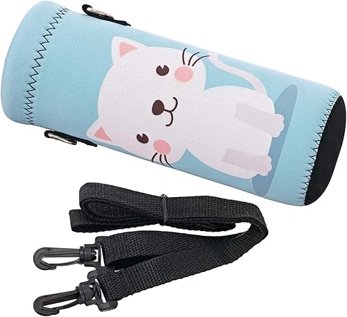 Vista 149 de AUPET botella de agua con aislamiento, botella de agua de neopreno aislado, bolsa para transportar, 500 mililitros, correa para el hombro ajustable