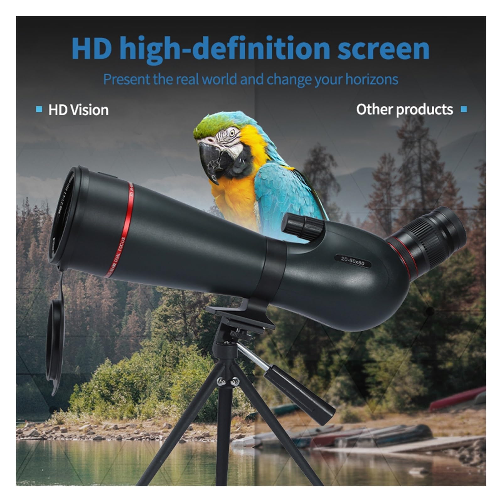 Telescopio Monoculare For Cannocchiale HD 20-60x80 For Birdwatching Caccia Tiro Al Bersaglio Paesaggi Naturali Ingrandimento Nitido