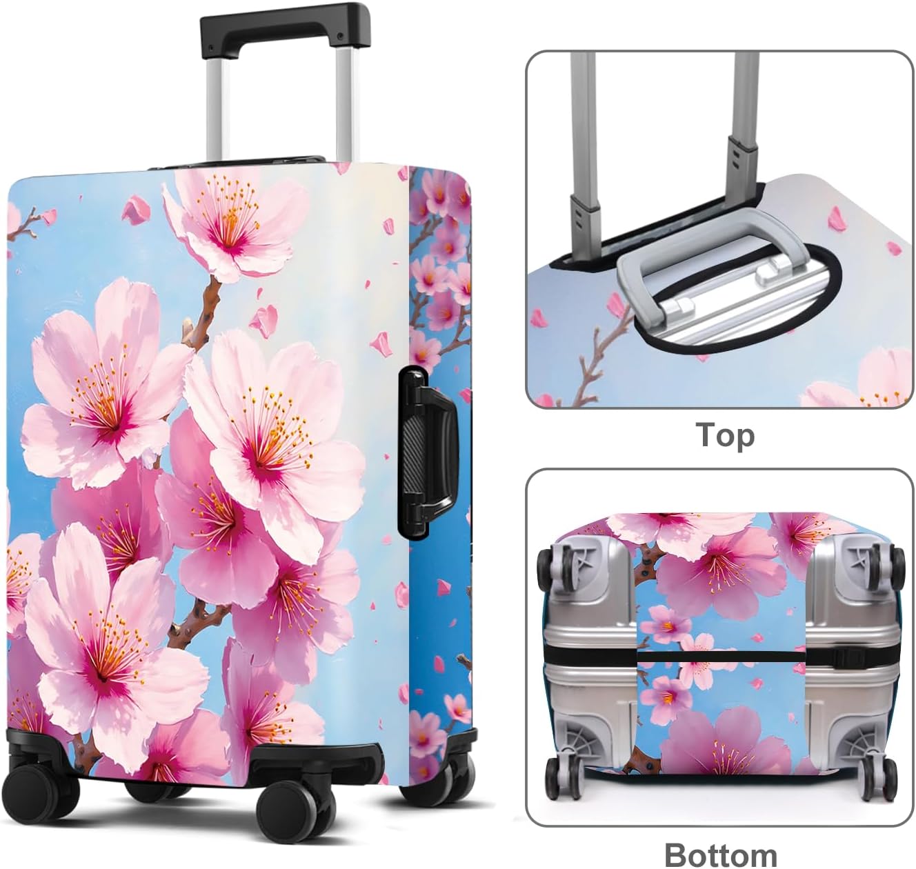 Luggage Cover Washable Suitcase Protector Anti-Scratch,Stretchable Fit for 20-34Inch Luggage Durable Travel Bag Cover with Zipper Closure (Peach blossom, XL(fits 32-34Inch suitcase))