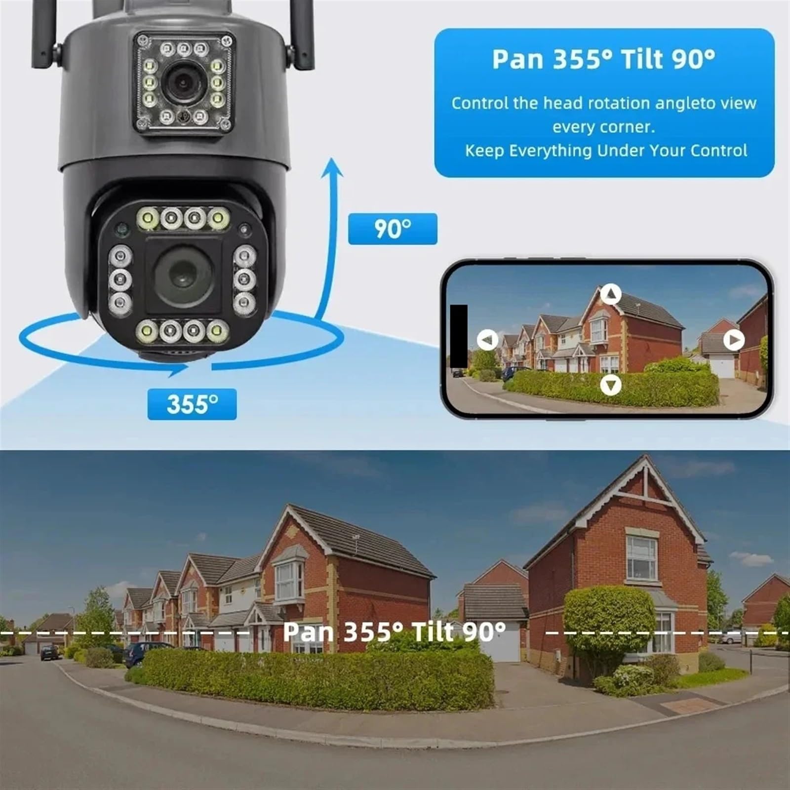 Kamera bezpieczeństwa zewnętrzna, Kamera PTZ 4K 8MP z dwoma obiektywami i podwójnym ekranem Automatyczne śledzenie Dwukierunkowy dźwięk Kolor Night Vision Wodoodporna kamera monitorująca Kamera bezpie