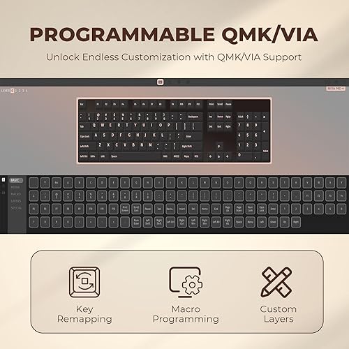 Miniatura 2 de RK104 - Teclado mecánico retro, 104 teclas de tamaño completo con cable con teclas redondas de máquina de escribir, grano de madera, rollo de tecla