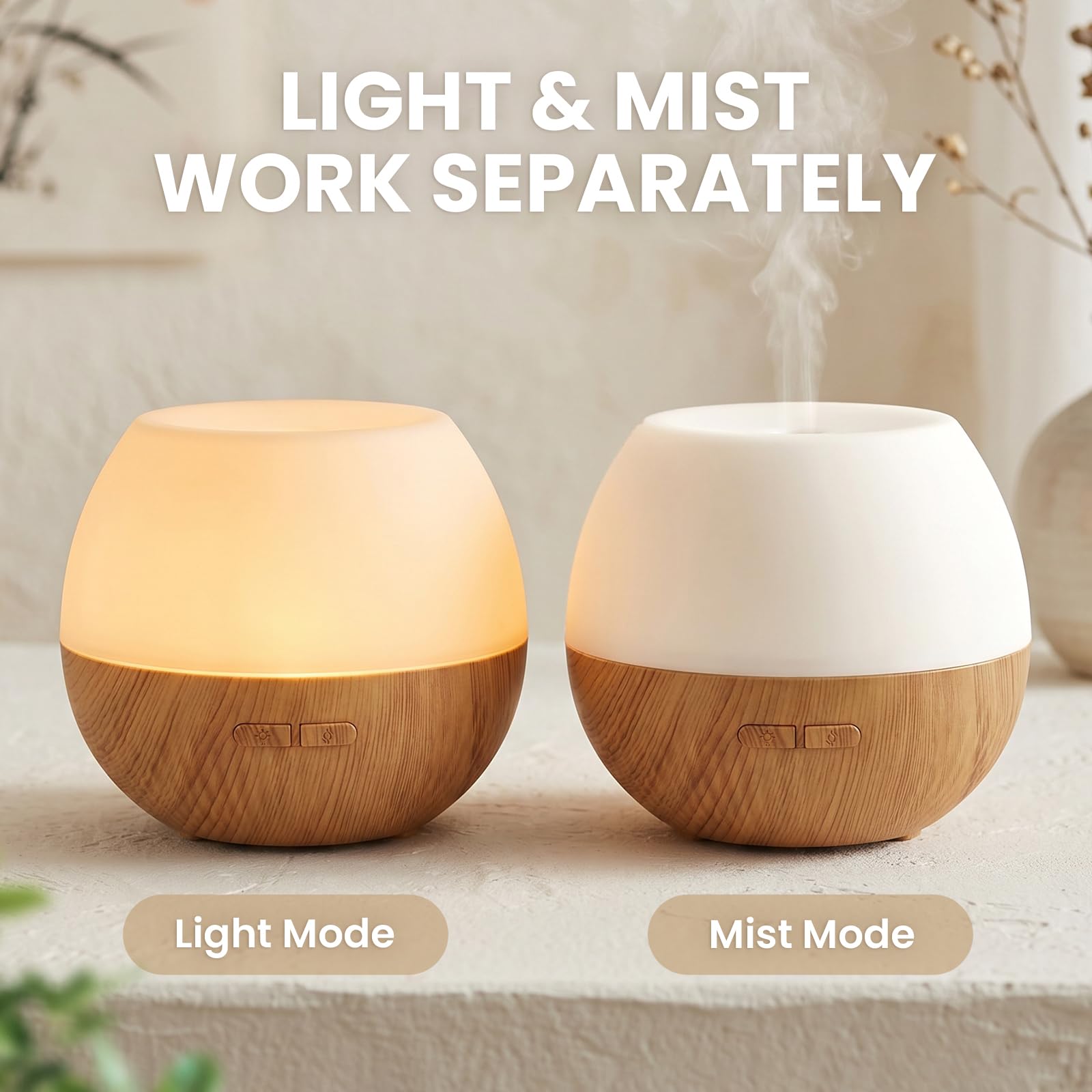 AESHORY 100ml Aroma Diffuser, Ultraschall Luftbefeuchter Aromatherapie Diffuser für Ätherische Öle, 7 Farbigem LED Licht, 2 Nebelmodi