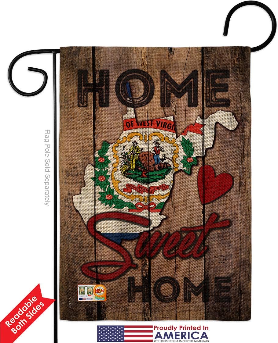 State West Virginia Home Sweet Garden Flag Set Mailbox Hanger Regional USA American Territories Republic Country Particular Area Small Gift Yard House Banner Double-Sided Made In 13 X 18.5