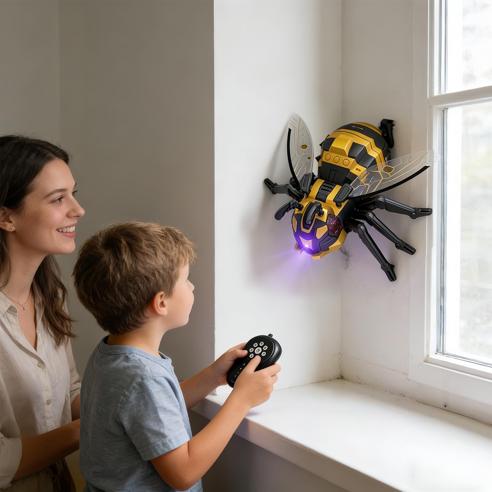Generico Jouet 'Abeille Télécommandé - Jouet Drôle De Blague d'abeille Robot avec Lumière Sonore Spray | Robot RC Animal Rampant pour Garçons, Filles, Maison, pour Fêtes, Plancher