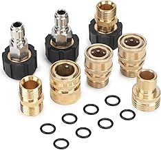 SWAWIS 8 Stück Hochdruckreiniger Adapter Set, M22–14 mm Innengewinde auf Außengewinde, 3/4 Zoll Messing-Schnellkupplung, Schnellanschluss für Rohrreinigungsschlauch und Pistole