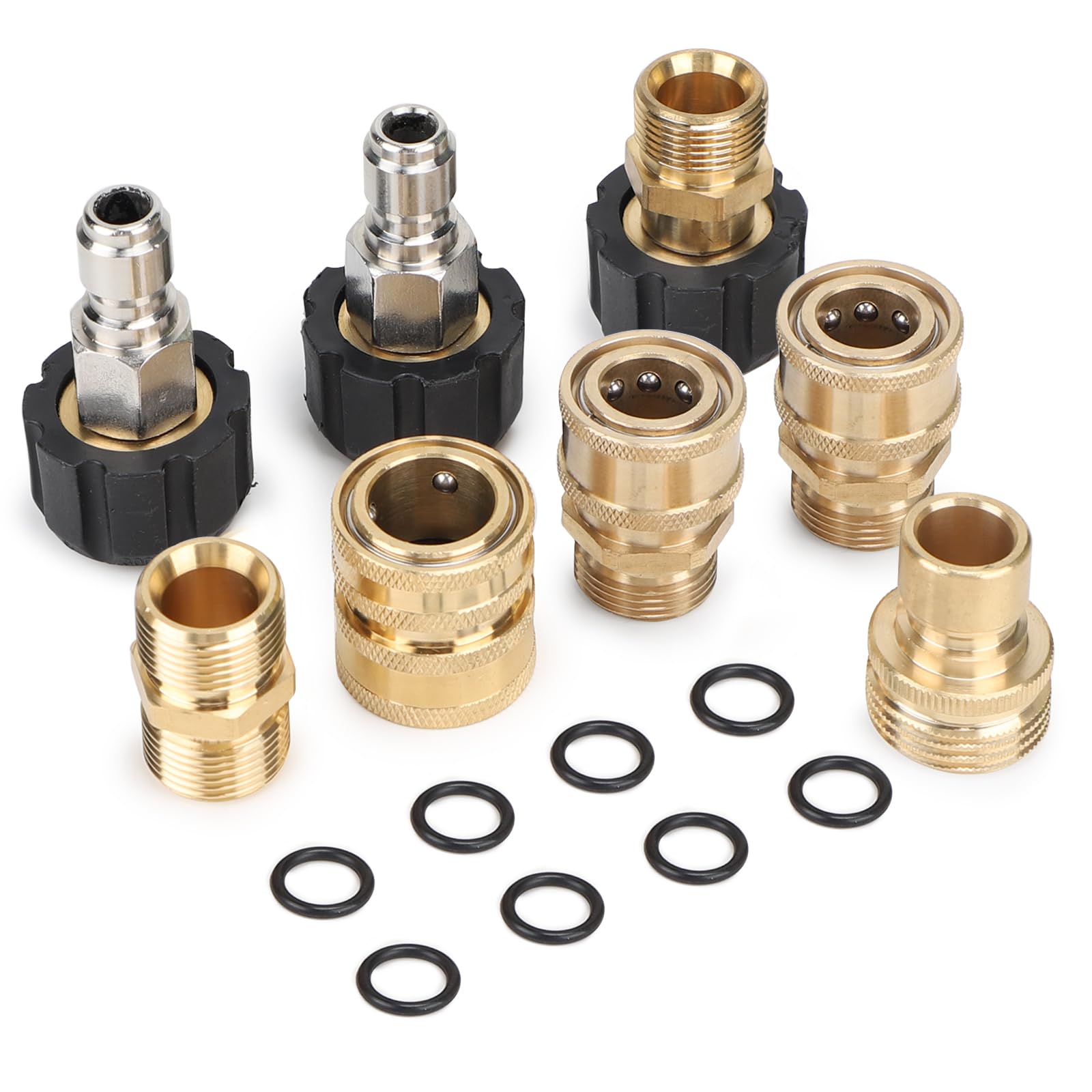 SWAWIS 8 Pezzi Set di Adattatori per Idropulitrici, da Filettatura Femmina M22-14 Mm A Filettatura Maschio, Attacco Rapido da 3/4 di Pollice per Tubi E Pistole per La Pulizia di Tubature