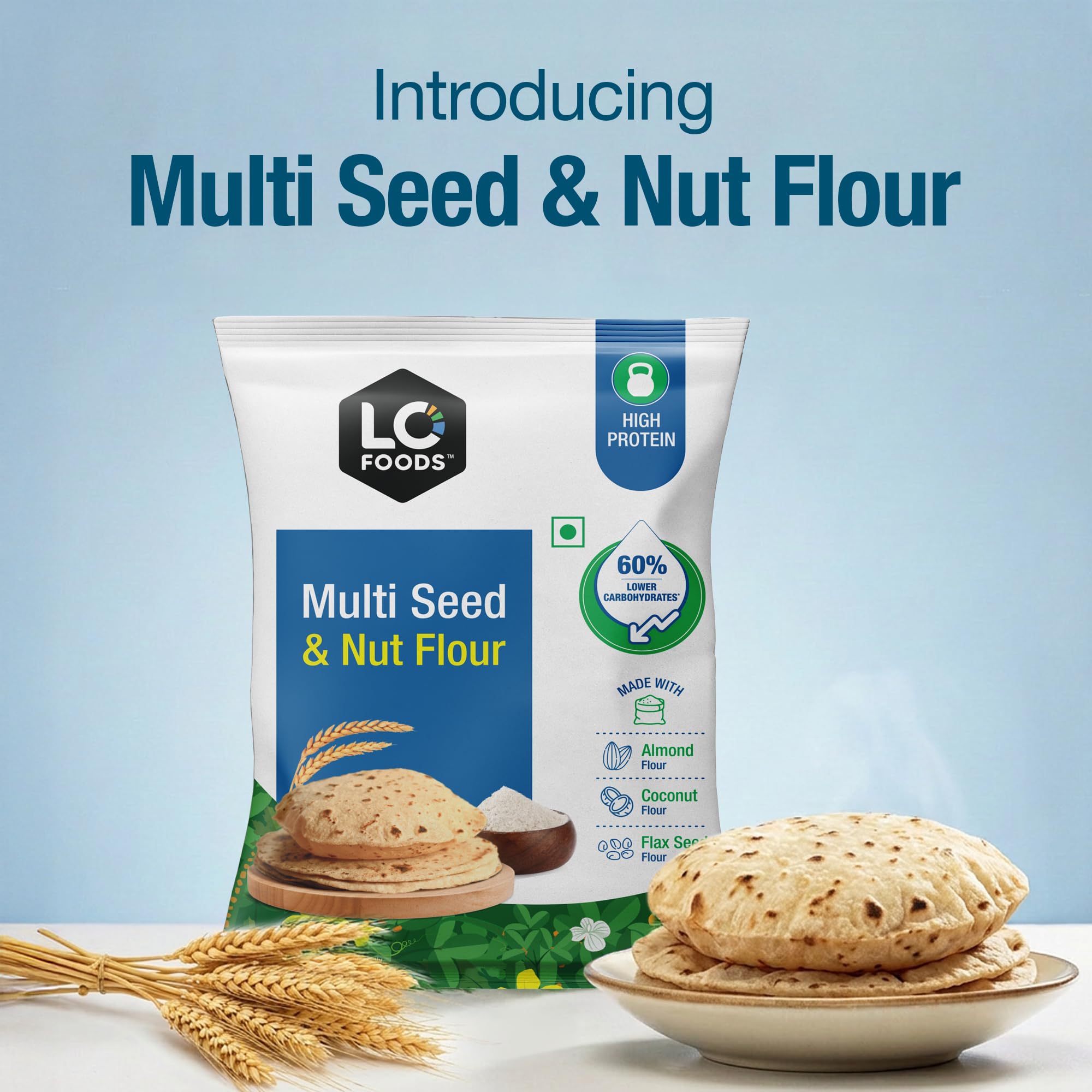 DiabeSmart Sugar Care Plus Atta 2 KG, Sugar Control Plus Flour for Diabetes Management, 65% Lower Glycemic Load Low GI Atta, 5 Superfood & Seed Multigrain Atta for Better Sugar Release Control 1