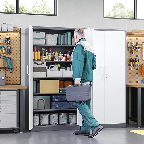 Miniatura 2 de Letaya - Armario de almacenamiento de metal con puerta de cerradura, estante ajustable de 71 pulgadas para oficina, hogar, escuela, armario de