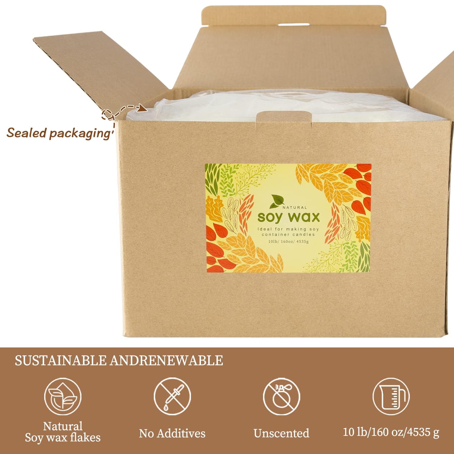 4,5 kg Sojawachs-Kerze zum Selbermachen (Flocken und weich), weiß, perfekt für Ihre DIY-Projekte
