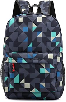 Girls Boys Backpack 17 Inch 3D Geometric Figure Backpack Unisex Students Daypack Large for Kids and Youth B