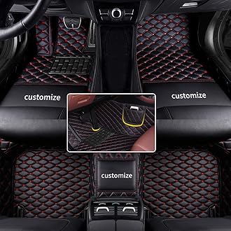 car Floor Mats fit for Toyota RAV4 1999-2025 Custom Style Luxury Leather All Weather Protection Floor Liners Black-Red-Color