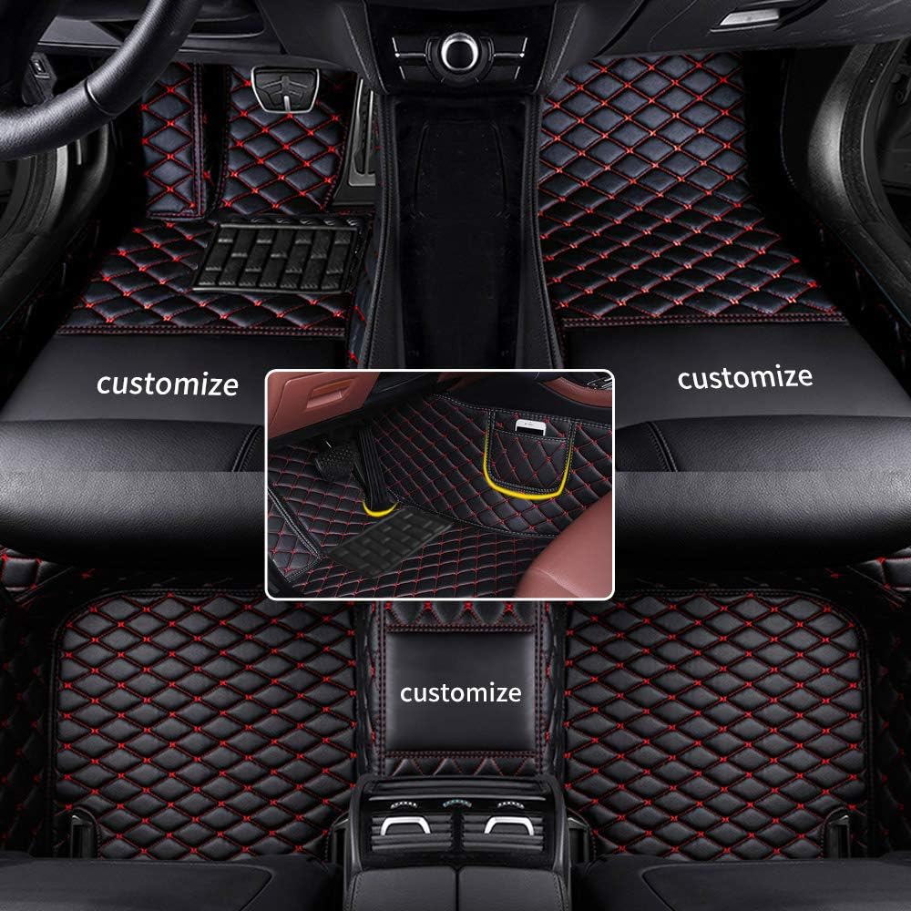 car Floor Mats fit for Toyota RAV4 1999-2025 Custom Style Luxury Leather All Weather Protection Floor Liners Black-Red-Color