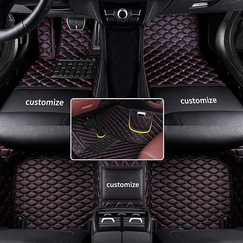 Miniatura 1 de Tapetes personalizables para suelo de automóvil, cobertura completa frontal y trasera, cuero PU con patrón de diamante, todos los climas, para SUV,