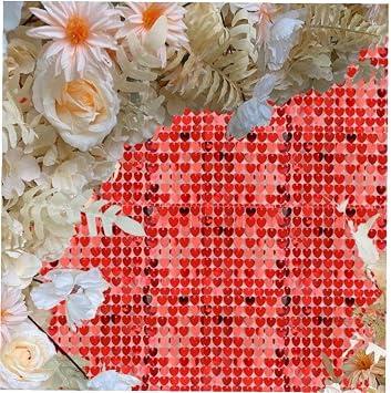Heart Shaped Shimmer Sequin Wall Panel with Clear Grid Panel Sequin Backdrop Wedding Valentine Party Photo Booth Decoration