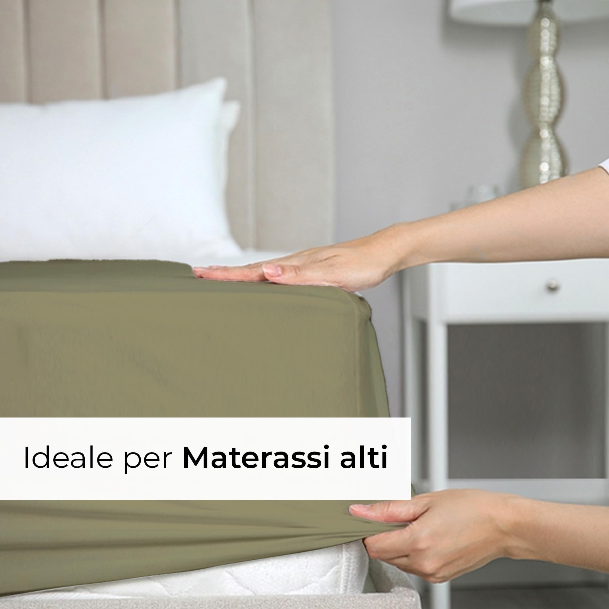 Lenzuolo con angoli 140x200cm – Altezza del bordo 40cm – In microfibra di poliestere spazzolato – Adatto per letti boxspring – Si adatta a materassi fino a 40cm – Certificato OEKO-TEX, Verde salvia