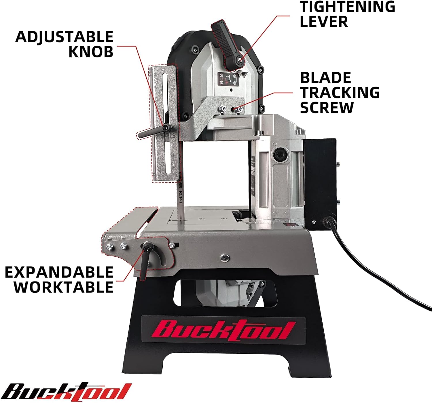 Bucktool 5" Variable Speed Metal Band Saw, 1.5HP 10A Benchtop Bandsaw with 137–472 FPM Speed Control, 5" Cutting Capacity, Adjustable Work Table & Extension Table for Metal Cutting