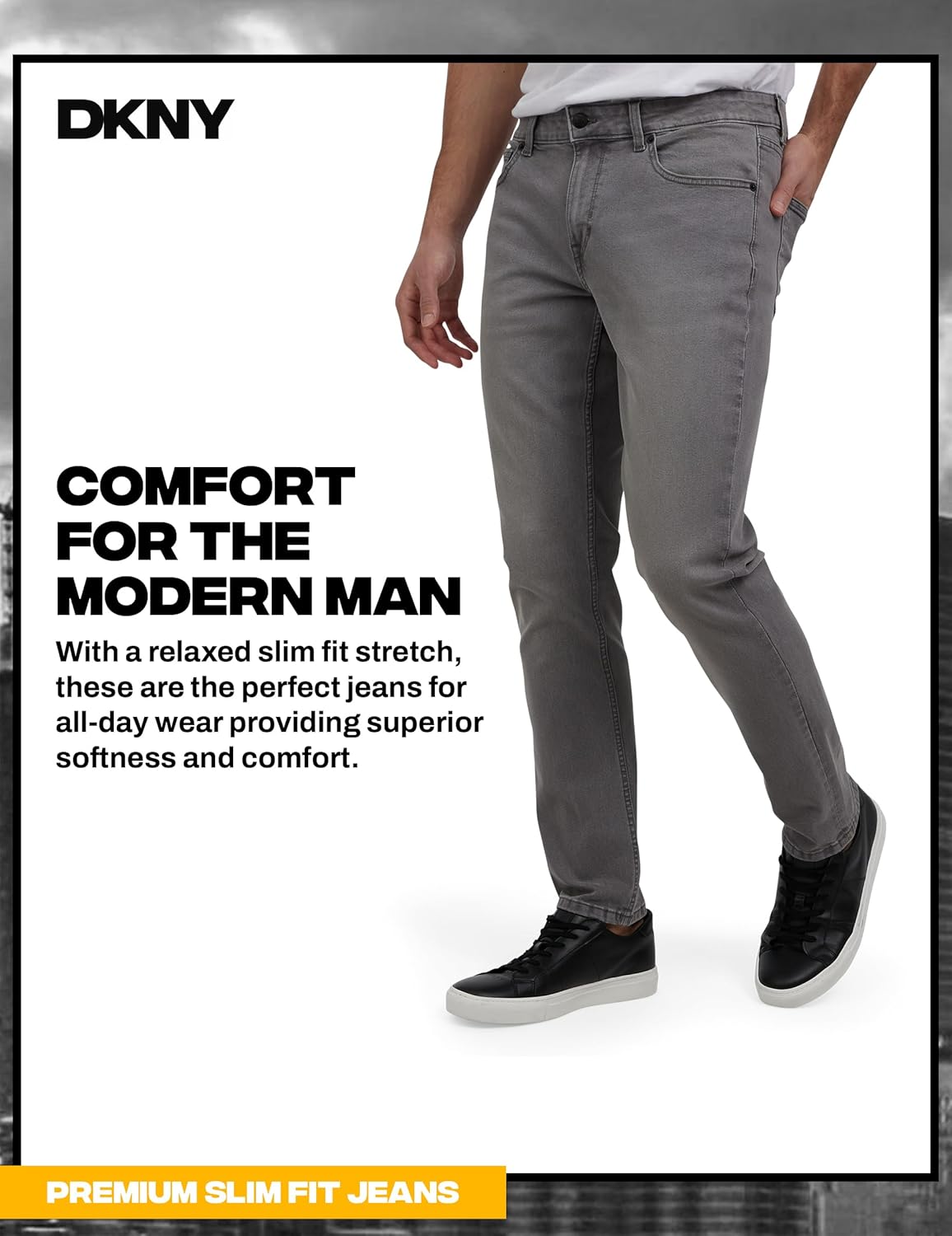 DKNY Jeans for Men - Premium Soft Slim Fit Mens Stretch Jeans