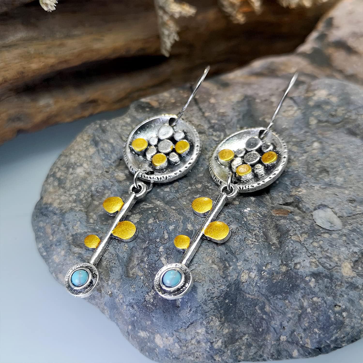 Retro Bohemian Ethnic Earrings Handmade Antique Geometric Dangle Drop Statement Earrings for Women Girls Jewelry Gift - Image 3