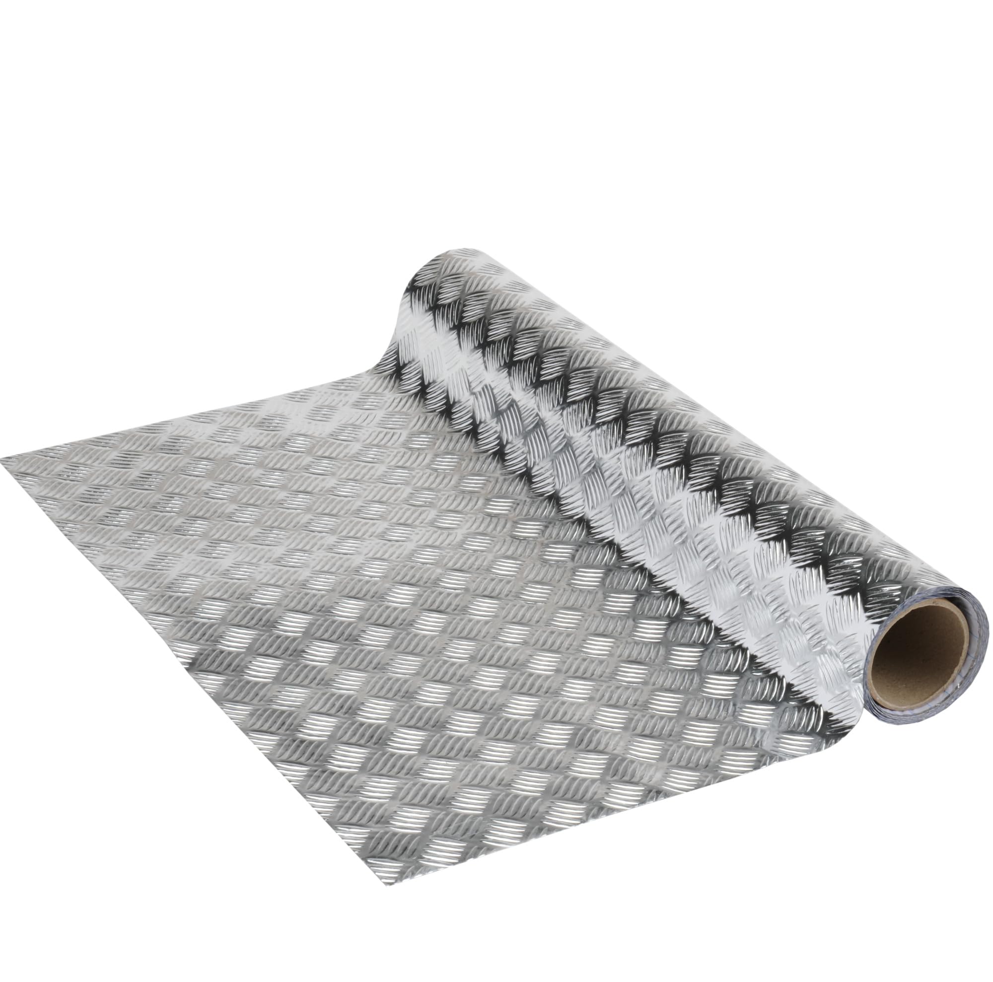 Venilia film adhésif effet industriel 45x150 cm,revêtement autocollant pour meuble et surface intérieure,style métal strié brillant avec texture,facile à poser pour cuisine,armoire, porte,argent,53127