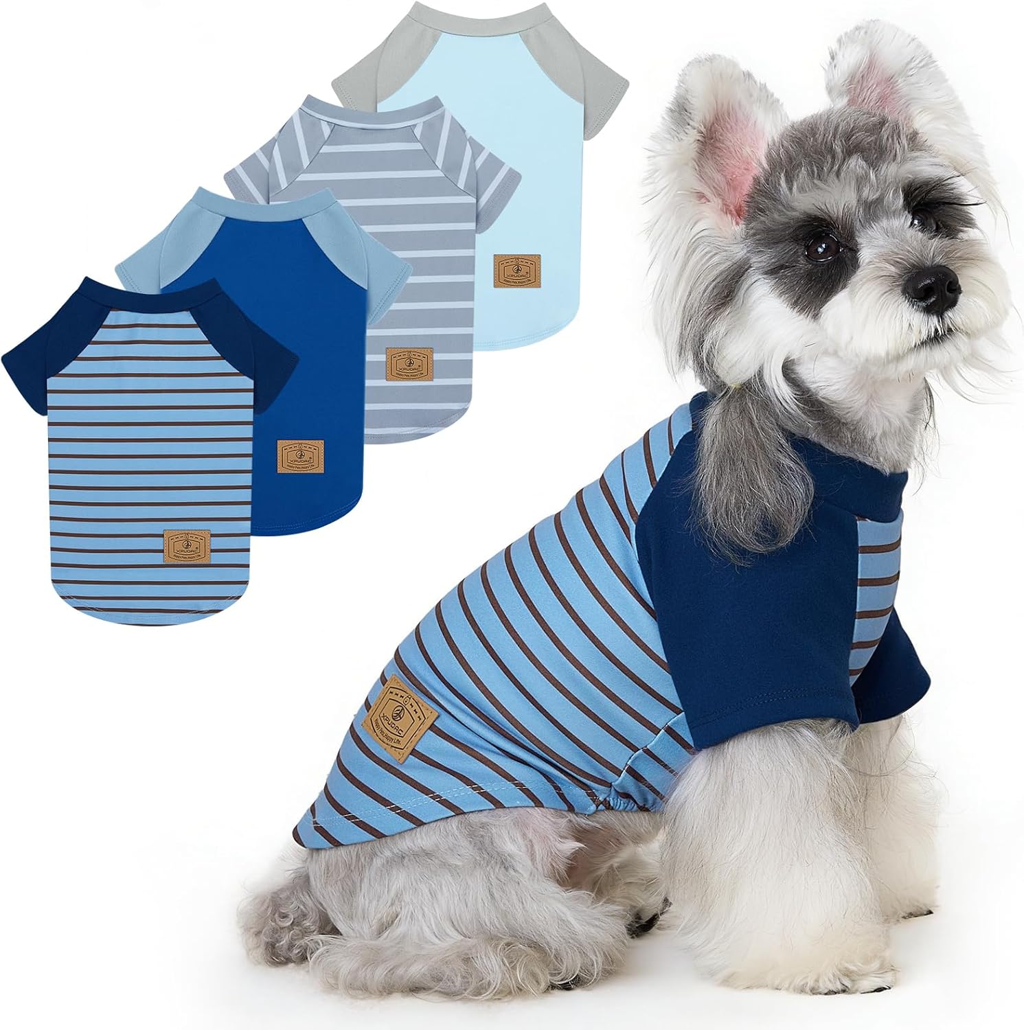XPUDAC 4 Pack Dog Sweaters Comfy Dog Clothes with Sleeves Puppy Shirts Pullover Pet Sweatshirt for Small Medium Large Dogs Boy Girl Doggy Outfits Cat Apparel, Blue, 2XL
