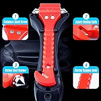 Vista 6 de Rompeventanas para automóvil, martillo de seguridad, herramienta de escape de emergencia, cortador de cinturón de seguridad, kit de supervivencia