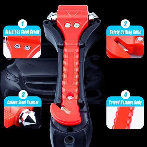 Miniatura 6 de Rompeventanas para automóvil, martillo de seguridad, herramienta de escape de emergencia, cortador de cinturón de seguridad, kit de supervivencia