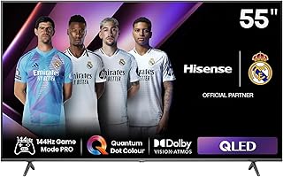 Hisense 55 Inch QLED 4K VIDAA Smart TV, Dolby Vision IQ, 144Hz Game Mode Pro, Built-in Subwoofer, Voice Control, Black - 55Q7N