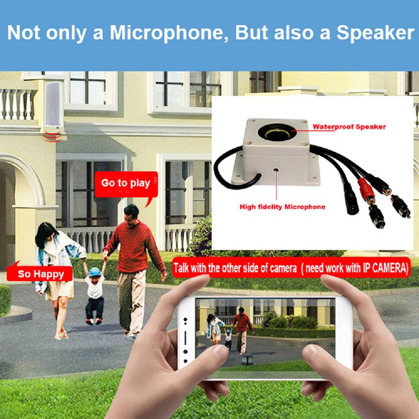 5X Micrófono Impermeable Altavoz en 1 Dispositivo para Cámara de Seguridad Exterior para Cámara IP Grabación de Audio Interfono Bidireccional