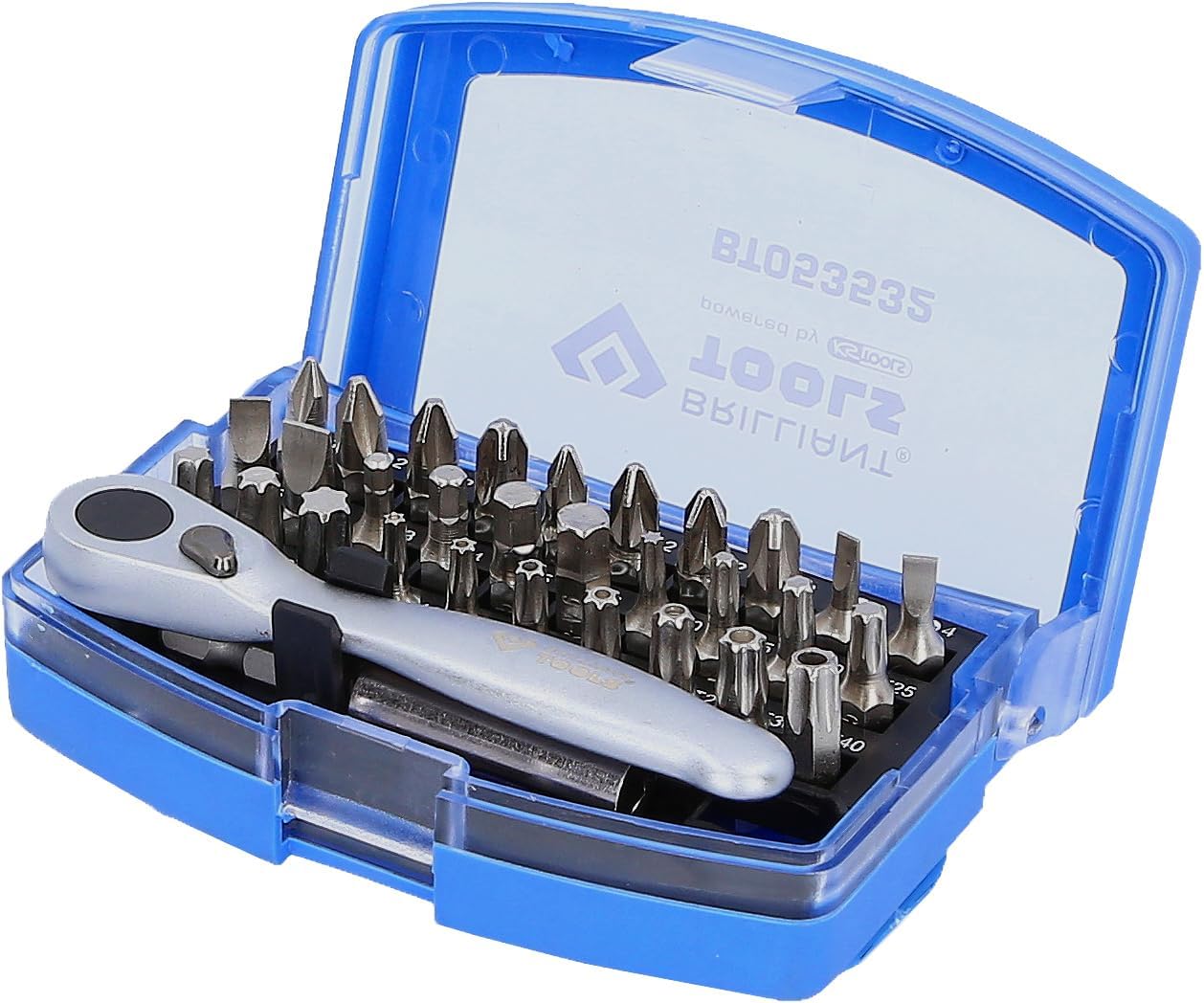 BRLLIANT TOOLS Satz mit Umschaltratsche, TLG Brilliant BT053532 Set with Bit Reversible Ratchet, 32 Pieces [Powered by KS Tools]
