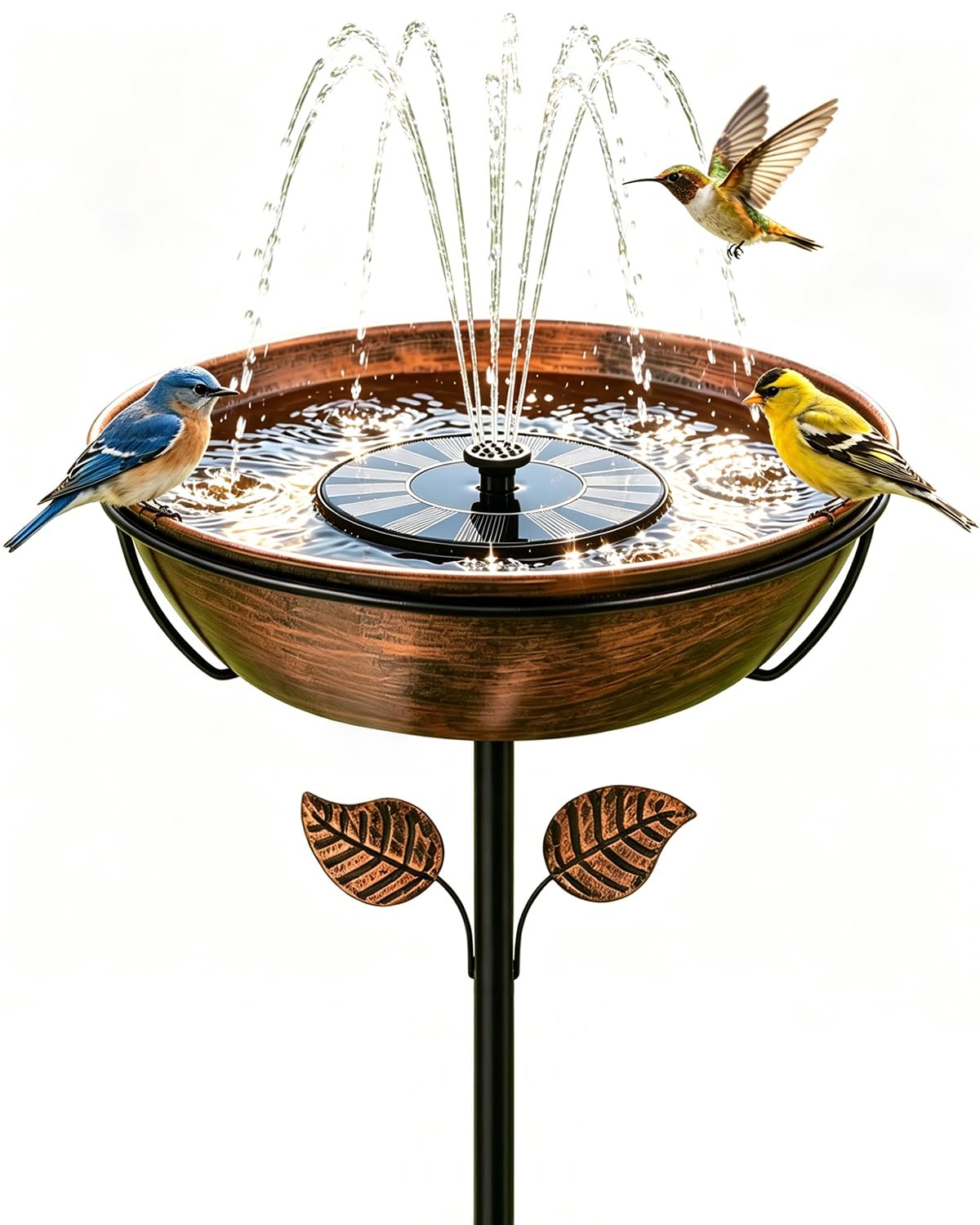 Bain d'oiseaux d'extérieur pour jardin et cour ombragée avec piquet