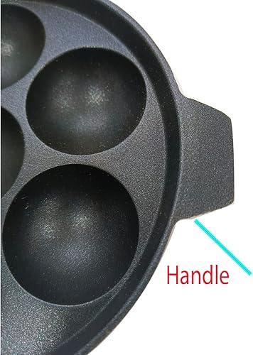 Miniatura 5 de Sartén antiadherente Appam con 7 cavidades con tapa de acero inoxidable para estufa de gas Appa Patra Pan Kuzhi Paniyaram Maker con un mango