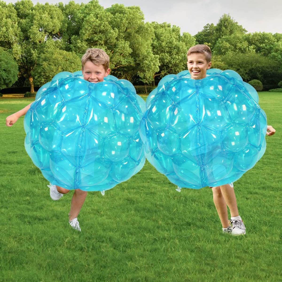 ZHUYNXIR 2 PC Sumo Balls for Kids, Bumper Hoper Ball for Kid, Kids Sumo Balls, Sumo Bubble Ball for Child Outdoor Team Gaming Play for 3+ Ages.60 cm,Blue+Blue.