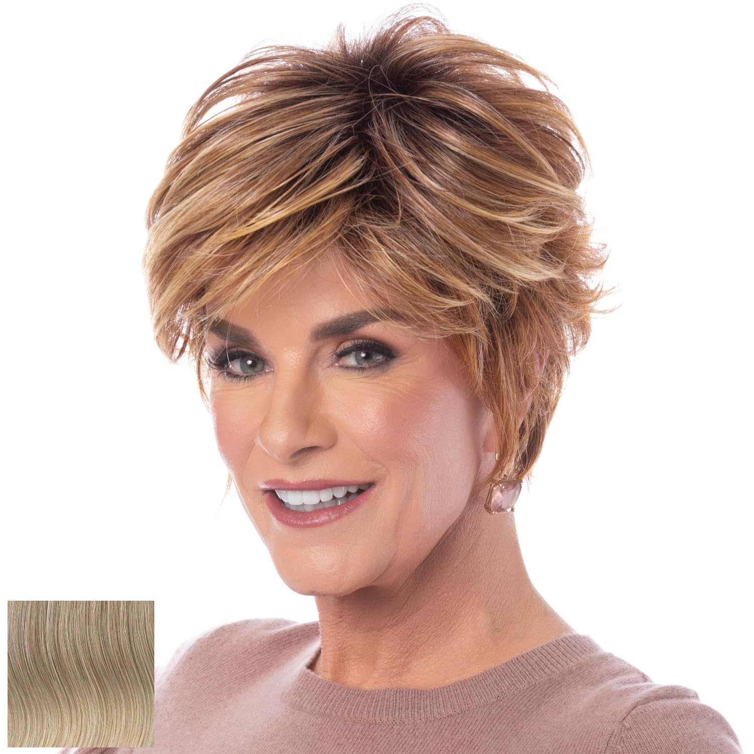 Toni Brattin Vivacious Wig - Short, Face-Framing Cut with Soft Layering & Subtle Swirl Back - Heat-Friendly Fiber Looks & Feels like Natural Hair - Adjustable &