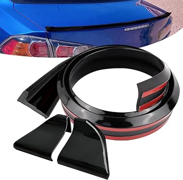 Gloss Black Car Trunk Spoiler Lip Kit, 3D PU Rear Trunk Lip or Roof Spoiler Sticker, Car Rear Spoiler Exterior Rear Spoiler Kit, Universal for Most Vehicles 4.92ft/1.5m