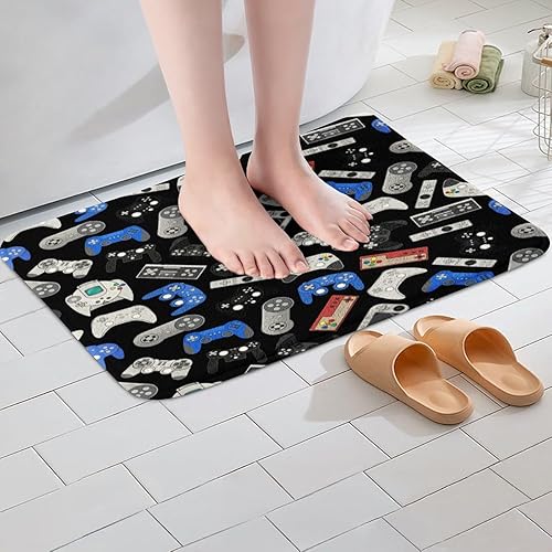 Miniatura 4 de Erosebridal Alfombra de baño gamer para habitación de niños, tapete de baño para videojuegos, alfombra para adolescentes y jóvenes, color negro y