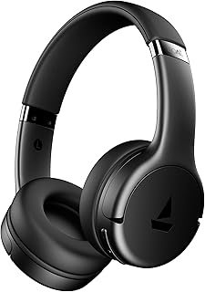 boAt 2025 Launch Rockerz 411, 40Ms Low Latency, 40Hrs Battery, 40Mm Drivers, ENx Tech, Stream Ad Free Music via App Support, Bluetooth Headphones, Wireless Over Ear Headphone with Mic (Active Black)