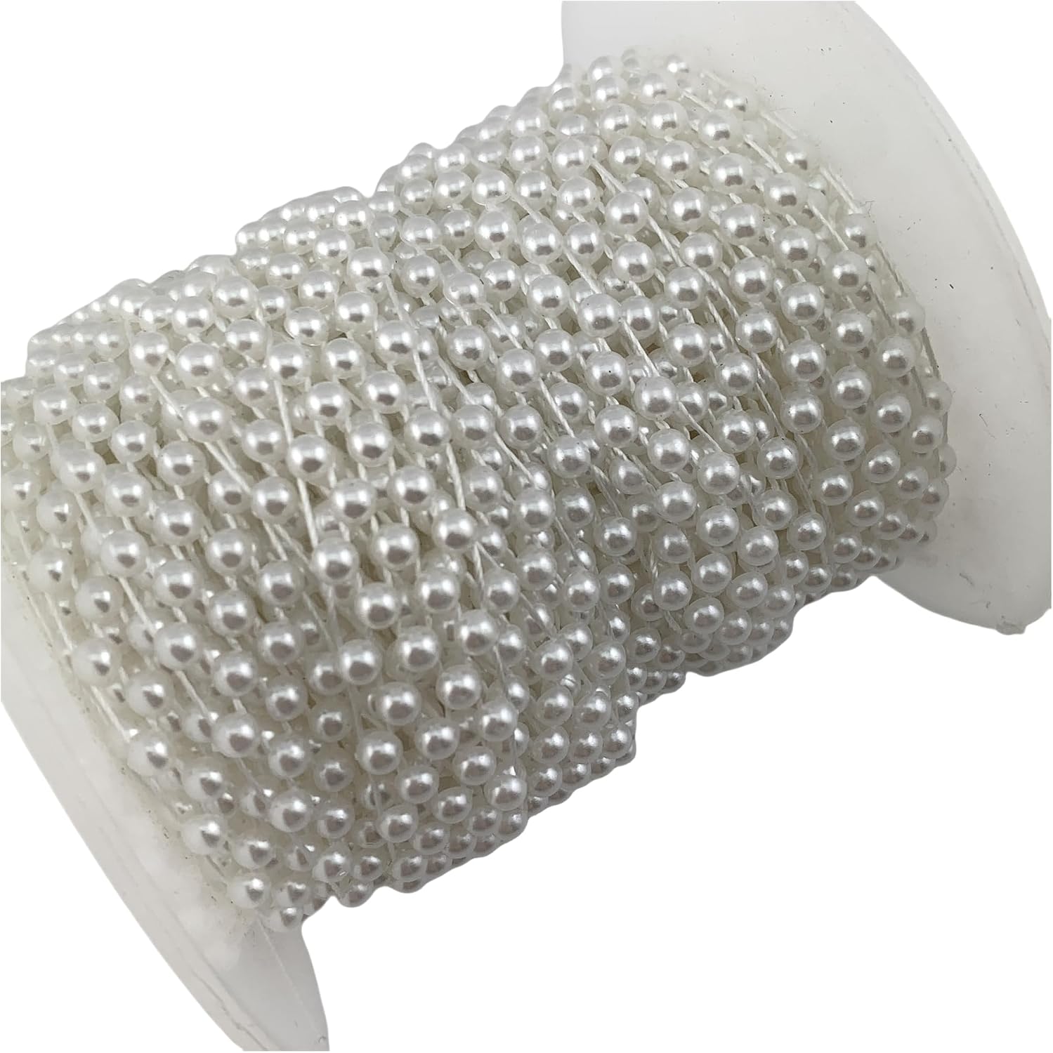 10 Yard 3/5 inches White ABS Pearl Chain Trims, Crystal Beaded Applique Rhinestone for Bridal Wedding Party (LZ42)