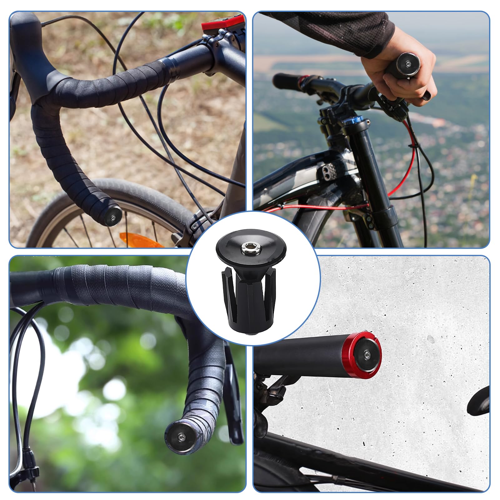 Lot De 4 Bouchons Guidon Vélo 22 Mm – Embouts Antidérapants BMX VTT Noir Solides