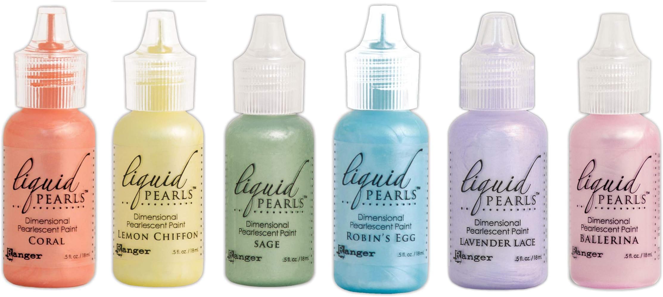 Ranger Liquid Pearls - Dimensional Pearlescent Paint, Set of Six Colors Bundle (Lullaby)