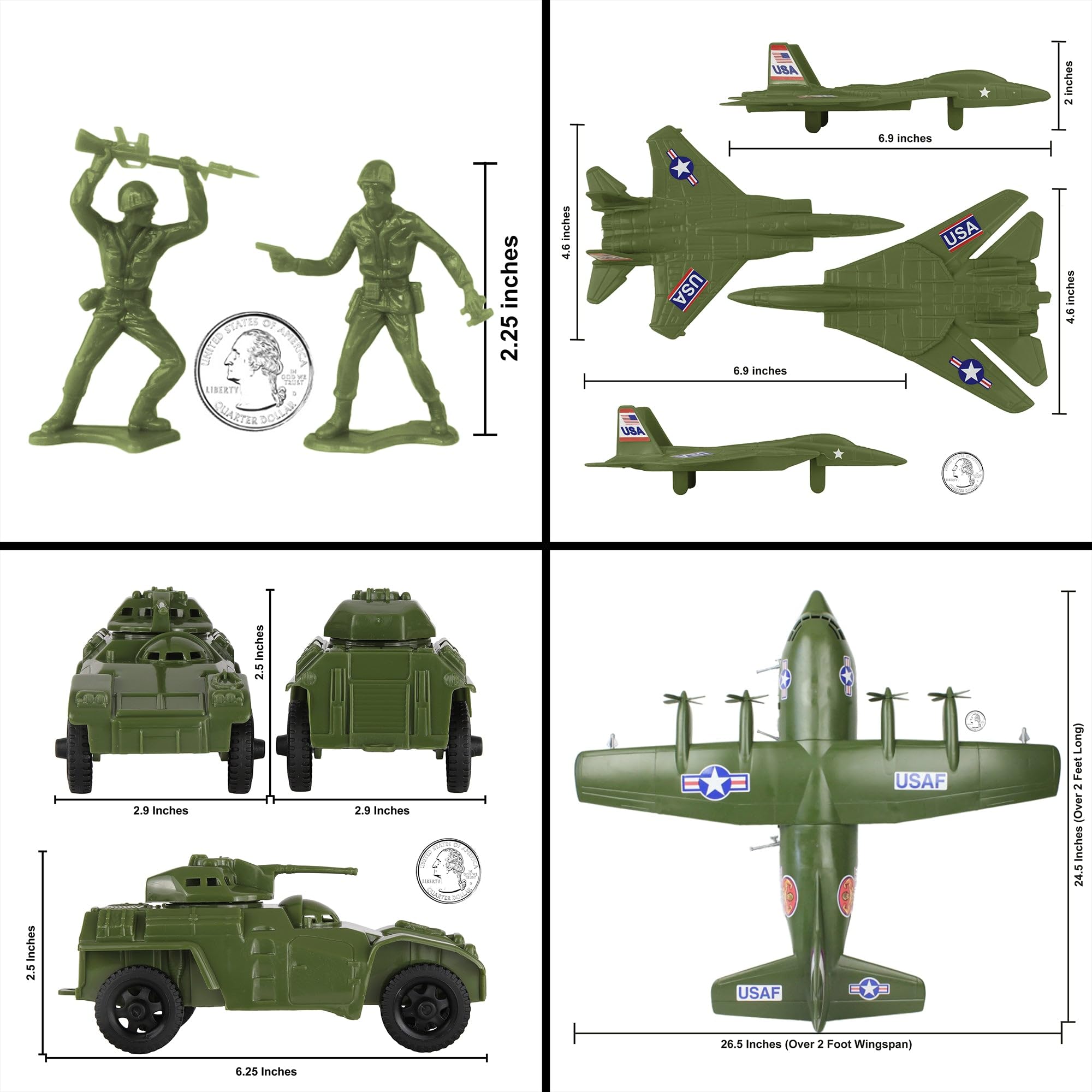 Amazon.com: TimMee Plastic Army Men C130 Playset - 29pc OD Green