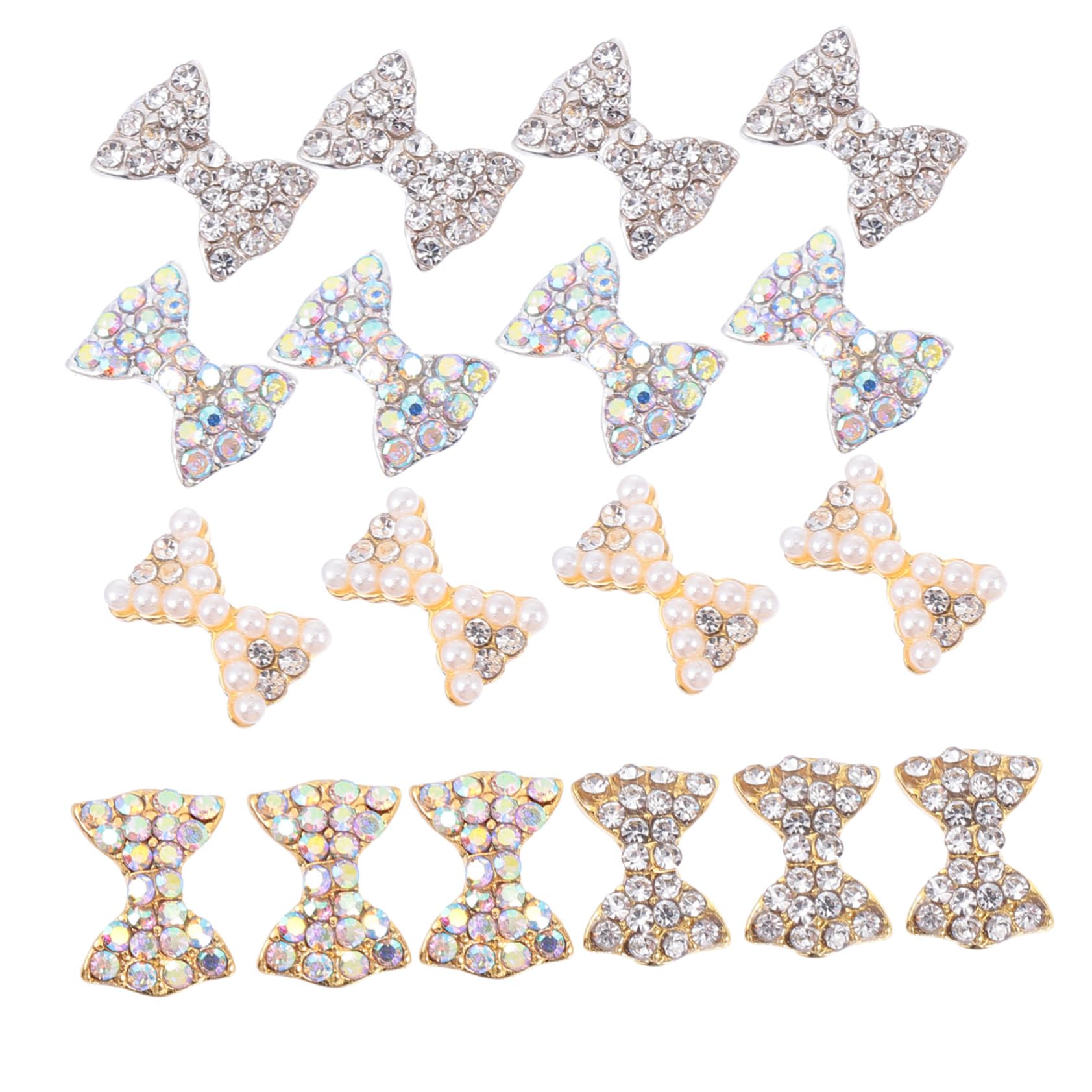 Mikinona DIY Nail Art Tips Pcs Rhinestone Bow Nail Charms Metal Butterfly Ornaments Kit